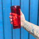 Copo Vidro 320ml (Suco, água) BALI jogo com 4 Vermelho