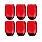Copo Vidro 450ml Redondo BELLAGIO Jogo com 6 Vermelho Luxo
