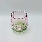Copo Vidro Candy Vibrante Borda Flor Rosa e Verde 300ml 10x9cm