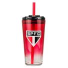 Copo Vidro Degradê com Canudo e Tampa 750ml SPFC São Paulo FC