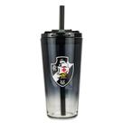 Copo Vidro Degradê com Canudo e Tampa 750ml Vasco