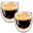 Copo Vidro duplo 80ml Moderno Duo Dose Café Expresso Suco Café Capuccino Dolce Gusto Elegante