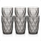 Copo vidro jogo 6pç diamond fume premium 370ml long drink luxo