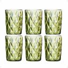 Copo vidro jogo 6pç diamond verde premium 370ml long drink luxo Copo vidro jogo 6pç diamond verde premium 370ml long drink luxo