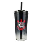 Copo Vidro Transparente Canudo E Tampa 750ml - Corinthians