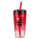 Copo Vidro Transparente Canudo E Tampa 750ml - Flamengo