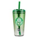 Copo Vidro Transparente Canudo E Tampa 750ml - Palmeiras