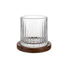 Copo Whiskey Canelado 250ml com Base de Madeira Copo Whiskey Canelado 250ml com Base de Madeira