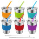 Copos à prova de derramamento SSawCasa, pacote com 6 unidades, 350 ml, aço inoxidável para crianças