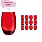 Copos California Redondo Vidro Vermelho Mesa 450ml 12 Unidade