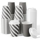 Copos de café de papel JOLLY CHEF 350ml, pacote de 100 com tampas de 12 onças