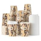 Copos de café de papel Tamone 12 onças, pacote com 100 tampas para uso quente/frio