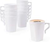 Copos de café de plástico MATANA 270mL com alças, pacote com 50 unidades brancas