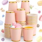 Copos de café descartáveis Funtery 9 onças rosa claro (100 unidades)