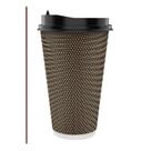 Copos de café descartáveis LITOPAK 16 onças, pacote com 80, tampa e canudo