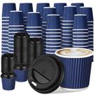 Copos de café expresso descartáveis Uiifan 100 Set 120 mL com tampas azuis