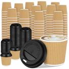 Copos de café expresso descartáveis Uiifan 100 Set 120 mL com tampas Kraft Copos de café expresso descartáveis Uiifan 100 Set 120 mL com tampas Kraft