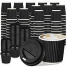 Copos de café expresso descartáveis Uiifan 100 Set 120 mL com tampas pretas