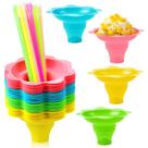 Copos de cone de neve Oomcu Colorful Flower 50 unidades com colher de cone de 4 onças