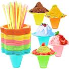 Copos de cone de neve ZENFUN 200 unidades com canudos de colher 240 ml para festa