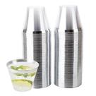 Copos de festa de plástico descartáveis PLASTICPRO 270 ml (borda transparente/prateada), pacote com 100