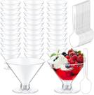 Copos de martini descartáveis Yinkin, pacote com 100 ml, 150 ml com colheres