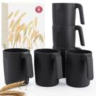 Copos de palha de trigo Wrova 480 ml com alças, conjunto de 6 crianças pretas