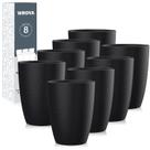 Copos de palha de trigo Wrova de 12 onças/350 ml, 8 unidades, preto inquebrável