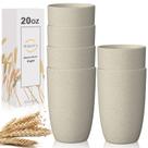 Copos de palha de trigo Wrova de 20 onças/600 ml, 6 unidades, bege inquebrável