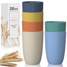 Copos de palha de trigo Wrova de 20 onças/600 ml 6 unidades inquebráveis sem BPA