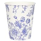 Copos de papel Elyxio Floral Blue Flowers 9 onças (270 mL) 100 unidades