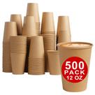 Copos de papel Lamosi 12 onças 500 unidades Kraft descartáveis quentes/frios Copos de papel Lamosi 12 onças 500 unidades Kraft descartáveis quentes/frios