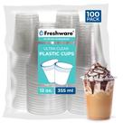 Copos de plástico descartáveis Freshware 350 ml, 100 pacotes transparentes
