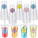 Copos de plástico descartáveis Norme Smile Face 16 onças com tampas (52 conjuntos)