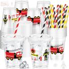 Copos de plástico descartáveis Pickmesh Fire Truck 350mL 50 unidades