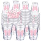 Copos de plástico descartáveis Sliner Coquette Pink Bow 470mL 50 unidades