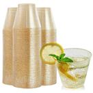 Copos de plástico FOCUSLINE 270 ml Gold Glitter 100 unidades Copos de plástico FOCUSLINE 270 ml Gold Glitter 100 unidades