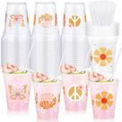 Copos de plástico Sliner Groovy Party 350 ml com canudos 50 unidades