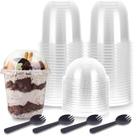 Copos de plástico Vanproo Hot/Cold 350 ml com tampas em forma de cúpula, 50 conjuntos de 12 onças Copos de plástico Vanproo Hot/Cold 350 ml com tampas em forma de cúpula, 50 conjuntos de 12 onças