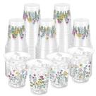 Copos de plástico ZCPTZ Wildflower 350 ml Floral Party 100 unidades