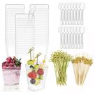 Copos de plástico ZERUIDM, pacote com 50 ml, 150 ml, com colheres e palitos