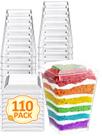 Copos de sobremesa de plástico NEEBAKE 110 conjuntos de 150 ml com tampas - transparentes