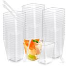 Copos de sobremesa de plástico Oomcu, pacote com 50 ml, 150 ml com colheres