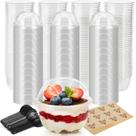 Copos de sobremesa de plástico Pumtus 100, pacote de 240 ml com tampas em forma de cúpula