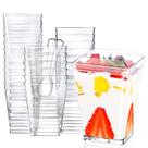 Copos de sobremesa descartáveis Eupako 150ml Square Clear, pacote com 50