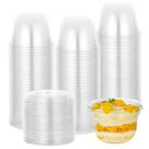 Copos de sobremesa descartáveis KKONHII 300mL (pacote de 100) com tampas