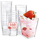 Copos de sobremesa Eupako, pacote 160, 150 ml, plástico transparente, quadrado, 5 onças