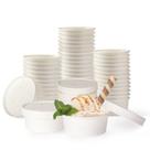 Copos de sorvete Belinlen 150mL brancos descartáveis com tampas x50