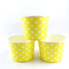 Copos de sorvete de papel Worlds Polka Dot 350 ml amarelos, pacote com 50