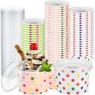 Copos de sorvete Yungyan, tigelas de papel para lanches de 240 ml, 150 unidades com tampas